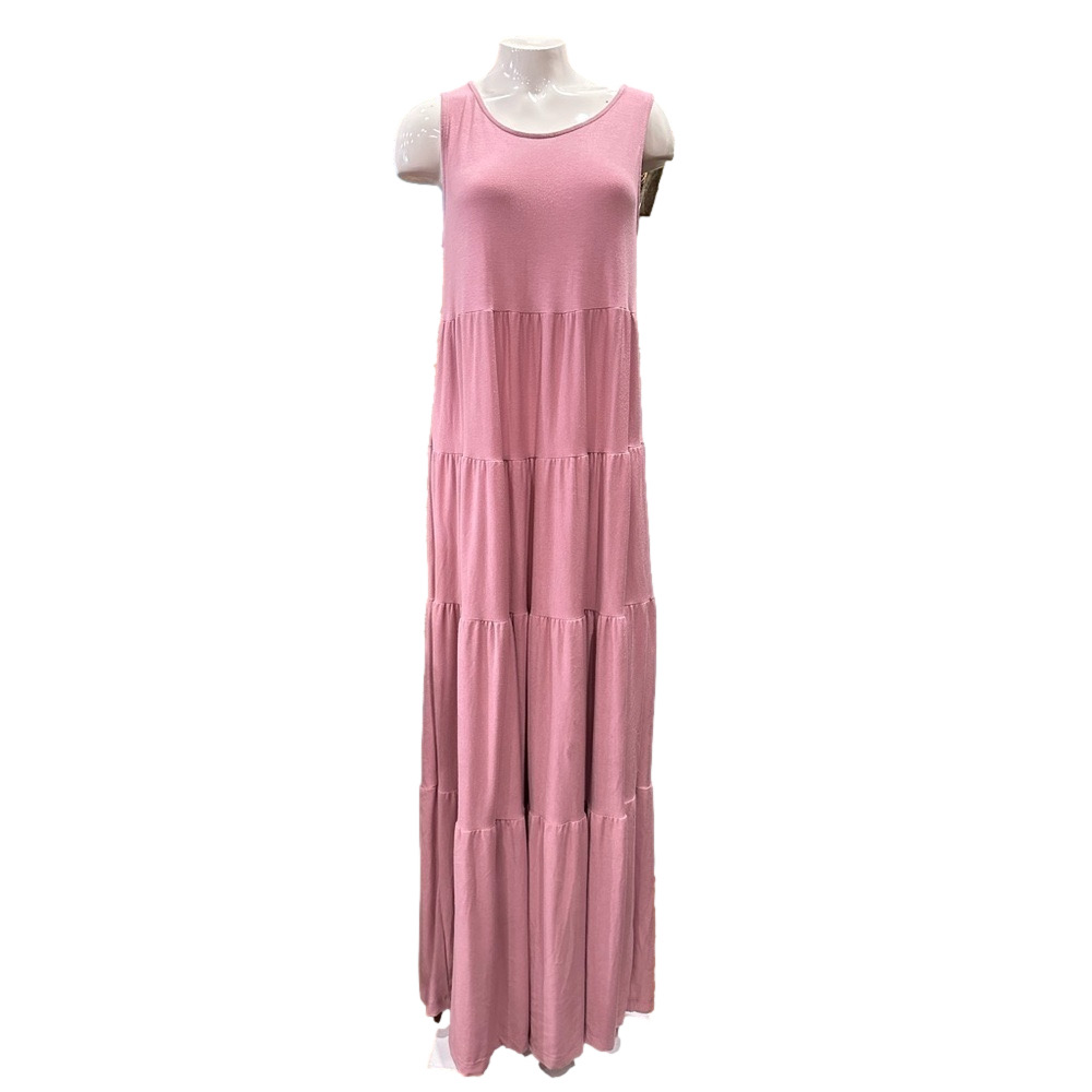 EUC Zenana's Round Neck Sleeveless A-Line Ruffle Tiered Casual Sun Maxi Dress